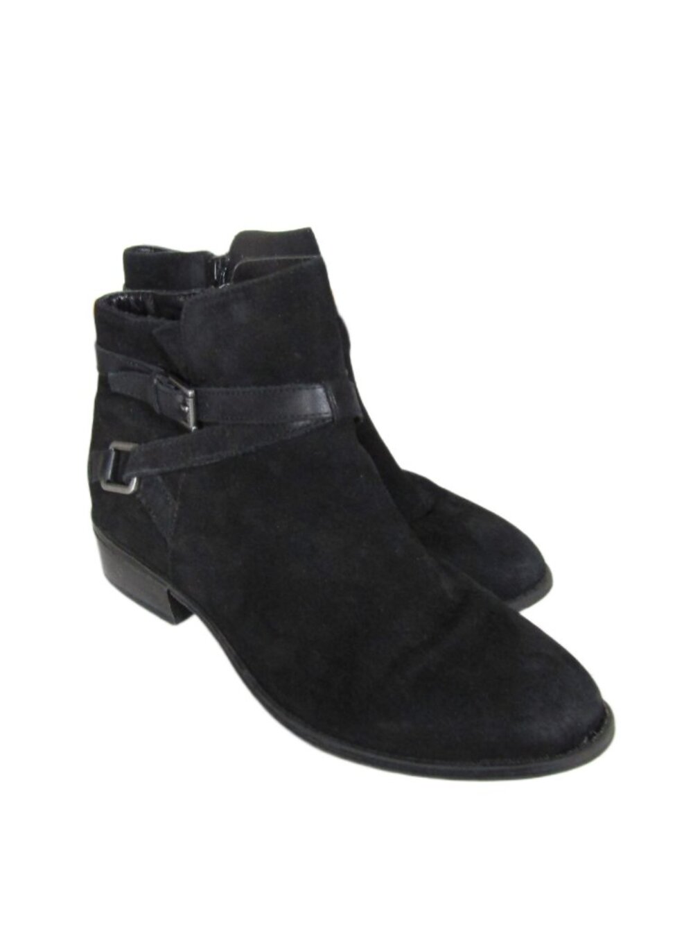 LAUREN RALPH LAUREN Suede Leather Black Equestrian Buckle Ankle Boots 6.5 B
